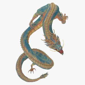 3D Chinese Fantasy Dragon Blue Angry model