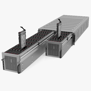 3D model HPE Cloudline CL5200 Server Opened with Disks