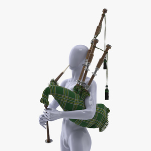 3D Mannequin with Scottish Green Bagpipes model