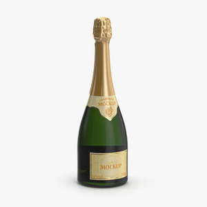 3D Gold Champagne Bottle Mockup model