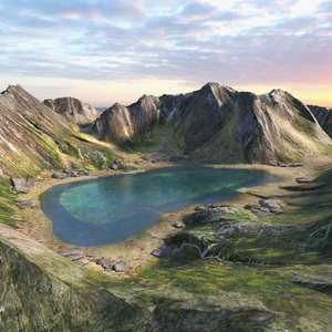 3D Mountain Lake model