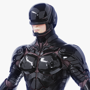 3D Concept Futuristic Soldier in Black Armor