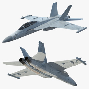 3D Jet Boeing EA 18G without Weapon in Flight Simplified model