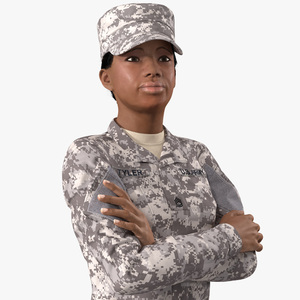 3D model Black Female Soldier Military ACU Uniform Fur