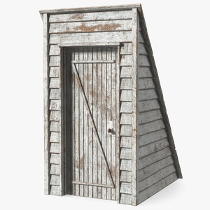 3D Rustic Wooden Rooftop Entrance White