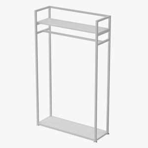 3D Cloth Rack with Shelf White Color model
