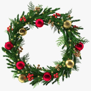 Christmas Wreath with Berries 3D model