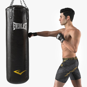 3D model UFC MMA Fighter Training with Everlast Punching Bag Fur