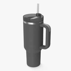 3D Insulated Travel Mug with Straw Grey