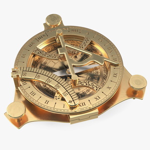 3D model Folded Vintage Compass with Sundial