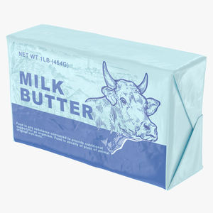 Wrapped Unsalted Cow Milk Butter 3D