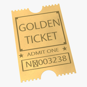 Golden Event Admission Ticket 3D model