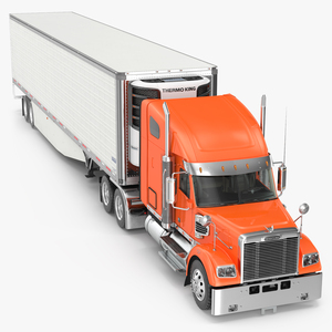 3D model Freightliner Truck with Reefer Trailer Rigged