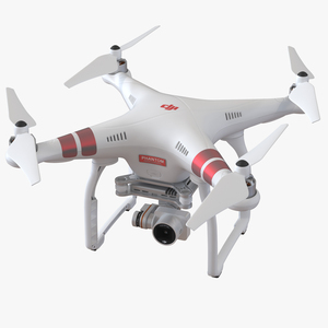 3D model DJI Phantom 3 Professional Quadcopter Rigged Red 2