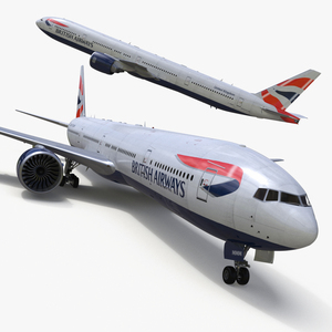 3D British Airways Boeing 777 Rigged model