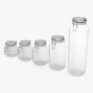 Clip Top Glass Storage Preserving Jars Set 3D