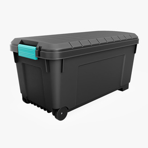 Plastic Storage Trunk with Wheels Green 3D model