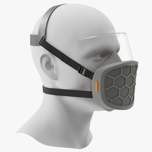 3D Half Mask Respirator with Visor Grey