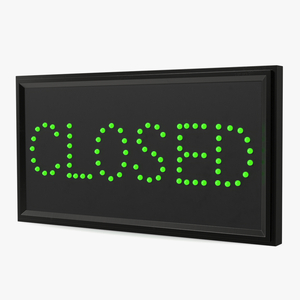 LED Light Business Sign Closed Green ON 3D model