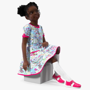 Sitting Black Girl Child Everyday Style 3D model