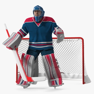 Goalie and Hockey Goal 3D