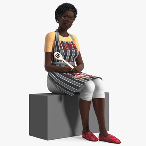 3D Cook Style Afro American Old Lady Sitting