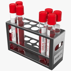 3D Test Tube Rack with Mixed Coronavirus Tests model