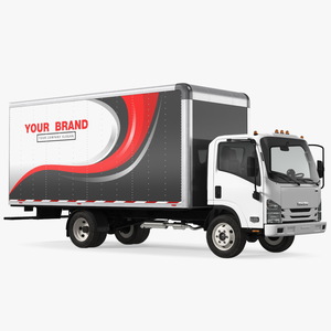 3D Box Truck Isuzu NPR 2018 Rigged Your Brand for Cinema 4D