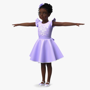 3D model Black Child Girl Party Style T-pose