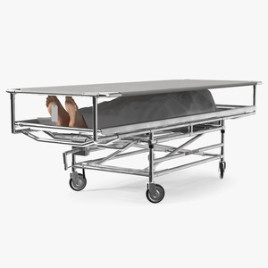 Covered Gurney CSI Jevett with Male Corpse 3D