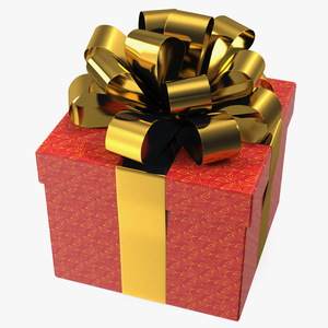 Wrapped Gift Box with Decorative Ribbon 3D model