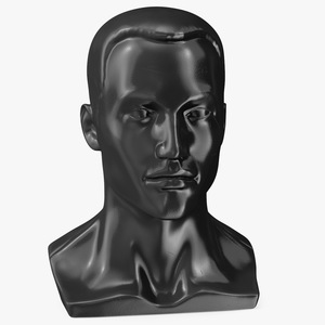 3D model Male Mannequin Head with Hair Black