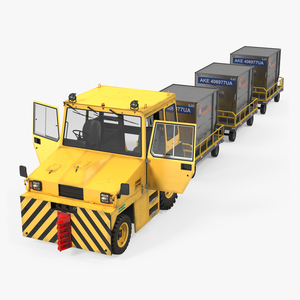 Push Back Tractor Hallam HE50 Carrying Passengers Luggage Rigged 3D model