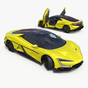 3D model Modern Yellow Supercar Coupe Rigged