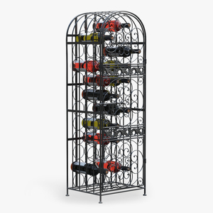 3D model Wine Rack Cabinet with Bottles