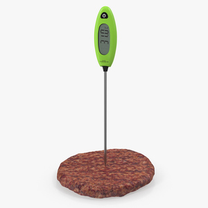 Digital Food Thermometer with Burger Patty 3D