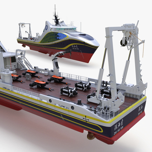 3D Zhu Hai Yun Ship with Underwater Drones on Board model