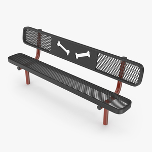 Black Bench for Dog Park 3D model