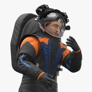 3D Astronaut Wearing Spacesuit Fur Rigged model