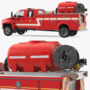 3D Fire Department Truck with Tank