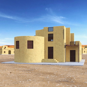 Arab House with Cylindrical Extension 3D