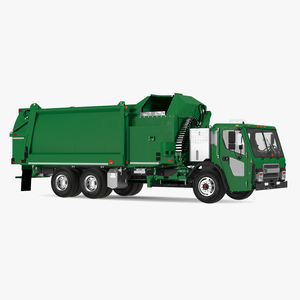 3D Electric Trash Truck Green