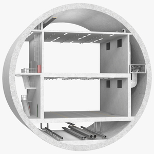 Two Level Car Tunnel Cross Section 3D model