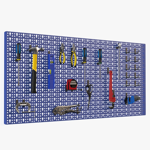 3D Wall Mounted Tool Storage Loaded with Items model