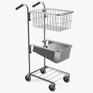 Mini Trolley with File Shelf and Basket 3D model