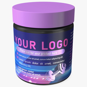 Sport Supplement Jar Blue with Mockup 3D