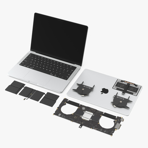 3D Laptop with Detailed Inner Structure