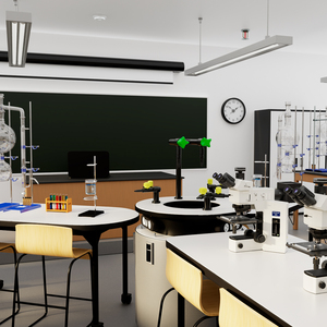 3D School Laboratory Interior with Modern Equipment model