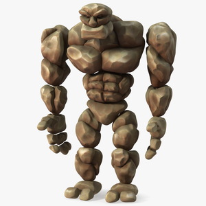 3D model Brown Stone Golem Cartoon Stone Standing