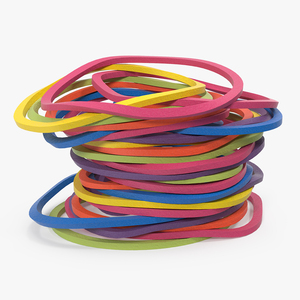3D model Stack of Colorful Rubber Bands